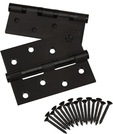 SOTECH 4 Stück Türbänder 101 x 76 x 2,5 mm Aufschraubband Edelstahl SS304 schwarz kugelgelagert mit Edelstahlschrauben Scharnier Tragkraft 60 kg Türscharniere für Innen- und Außenbereich