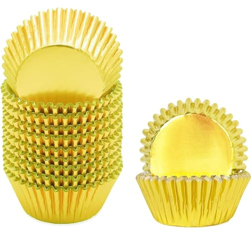 Gcardist 300-Count Gold Foil Cupcake Liners for Baking Baking Cups Thick & Sturdy, Oil Resistance, Muffin Liners Paper(Standard Size)