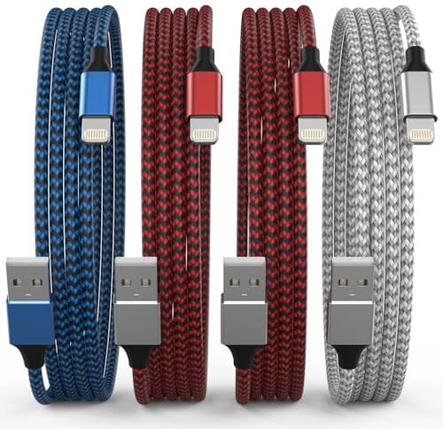 iPhone Charger Cable, 4Pack 6FT/1.8M Lightning Cable [MFi Certified] Nylon Braided iPhone Charger Fast Charge Lightning to USB Cable for iPhone 14 13 12 11 Pro Max XS XR X 8 7 6 Plus 5 5s SE