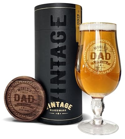 Vintage Glassware Lerali Premium Dad Beer Glass (1 Pint / 580ml) Birthday Gifts Christmas Gifts World's Finest Dad Beer Glass