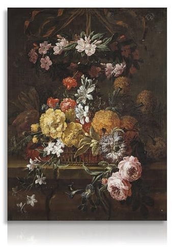 NymphFable Vintage Blume Leinwand Bilder, klassische Blume Ölgemälde Wandposter für Bauernhaus Schlafzimmer Wohnzimmer Dekor 12x16 ohne Rahmen
