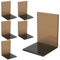 Anhow 6 Stück Buchstützen Acryl, Buchstütze Braun Transparent mit Rutschfesten Aufklebern Bücherhalter für Regal Book Holder zum Schule Bibliothek Büro Zuhause Braun/12x12.3x16.3cm