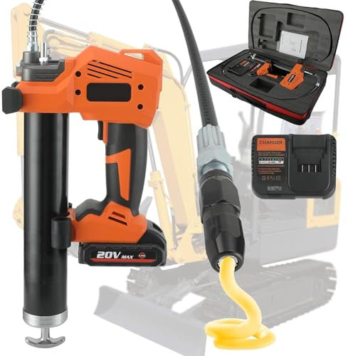 LSBHPPD Akku-Fettpresse, 20-V-Akku-Fettpresse, professionelle Hochdruck-Akku-Fettpresse mit 10.000 PSI, inklusive Akku und Tragetasche,2Batteries