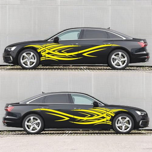 Autoaufkleber Sticker für Karosserieseiten Großer Flammen-Totem Aufkleber für Autos (Gelb)