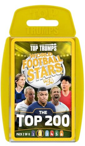 Top Trumps World Football Stars Top 200 Card Game Pack 2, Play with Kylian Mbappe, Beth Mead, Luka Modric and Pernille Harder, educational gift for ages 6 plus