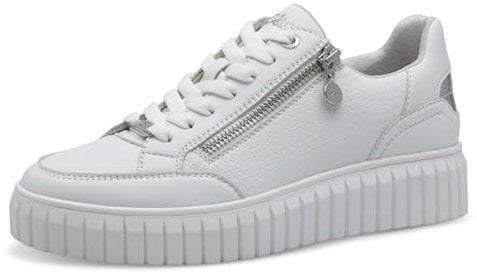 s.Oliver Damen Plateau Sneaker mit Reißverschluss Vegan, Weiß (White Comb.), 37 EU