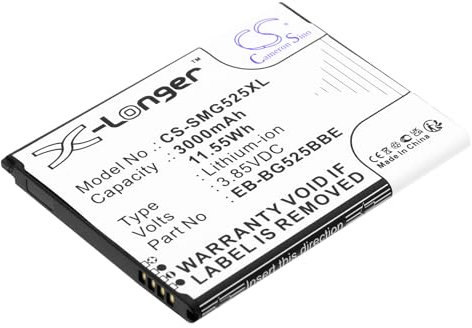TECHTEK Battery 3000mAh compatible with [Samsung] Galaxy XCover 5, Galaxy XCover 5 2021, SM-G525F, SM-G525F/DS, SM-G525N replaces EB-BG525BBE, GH43-05060A FBA
