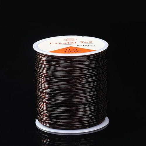 Crystal String Stretch Line, Elastic Bracelet String Clear Bead Cord Crystal Elastic Stretchy for DIY Jewelry Making, Beading Thread Bracelet Making (Brown, 0.8MM/100M)