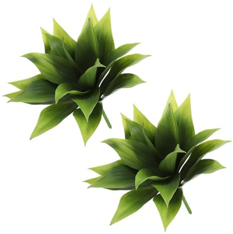 sourcing map 2Pcs Artificial Succulent Plants Fake Century Plant, 14 Inch Large Faux Succulents Unpotted Real Touch for DIY Home Wedding Garden Office Outdoor Floral Decoration, Green