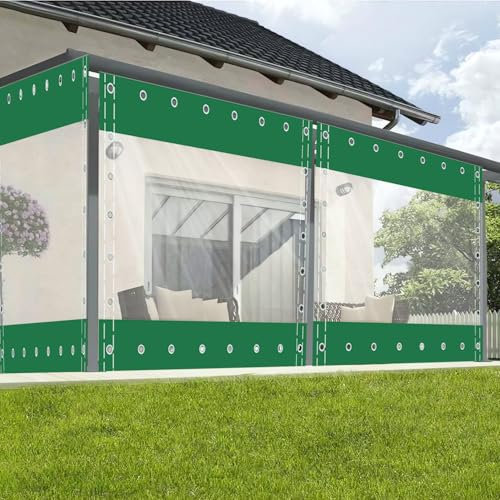 Clear Waterproof Tarpaulin Curtains with Grommets,Heavy Duty Transparent Tarpaulin,Outdoor Side Panels for Pergola/Patio/Porch/Gazebo,（Height x Length）1x2m/3.28x6.56ft
