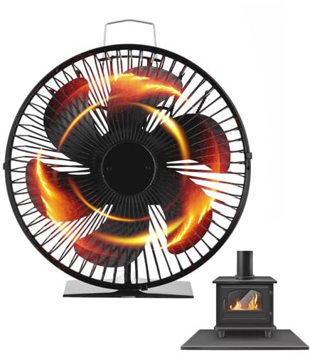 Ventilador de estufa de 6 aspas, ventilador de chimenea alimentado por calor, funcionamiento silencioso, estufa de leña, ventilador superior con cubierta para leña/quemador de troncos/chimenea