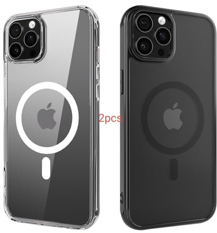ANEWSIR für iPhone 13 Pro Hülle 2 Stück (Klar+Matt Schwarz), Kompatibel mit Magsafe, Stoßfest Kratzfest Magnetisch Handyhülle für iPhone 13 Pro Case 6,1 Zol.