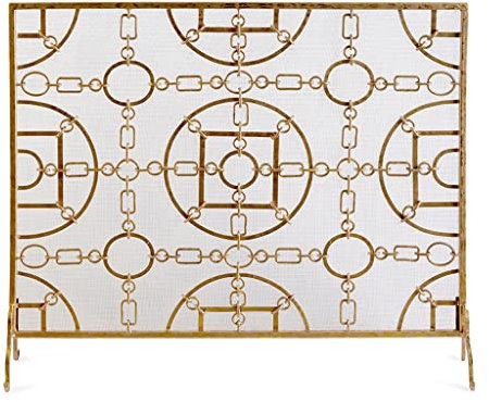 ZXLAGDBP Kaminschirm Retro Schutzschirm Schmiedeeiserner Kaminzaun Trennwand Bar Goldener Kaminzaunschirm Kreativer Industrieller Windfunkenschirm Funkenschutzabdeckung
