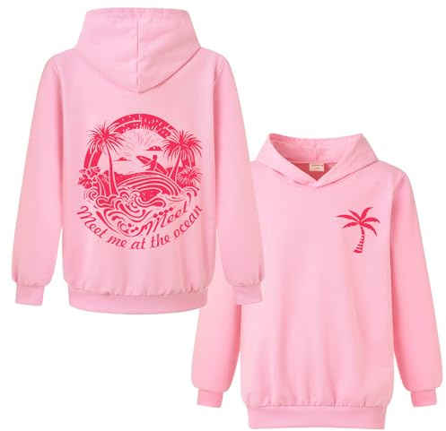 Xpialong Gifts Pink Hoodie Palm Boys Girls Pullovers Hoodies Children's Tops Jumper (Pink, Size: 170)
