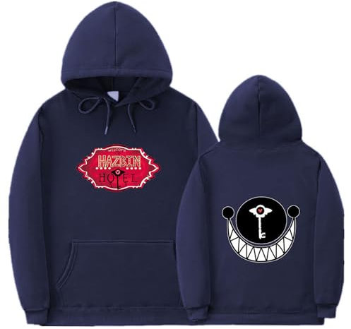 furuide Hazbin Hotel Männer und Frauen lässig gedruckt Hooded Sweatshirt (Marineblau,XS)