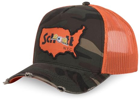 Von Dutch Kappe für Damen & Herren x Schott, verstellbare Trucker-Kappe mit Snapback