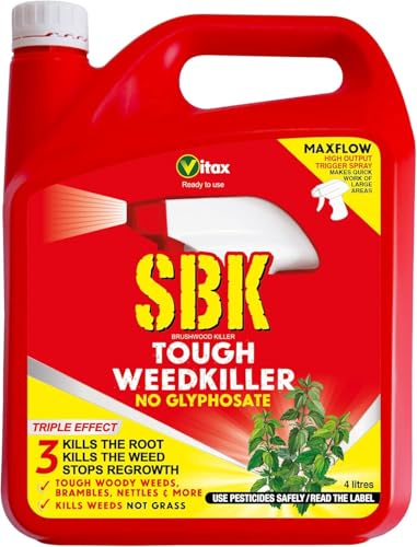 SBK Brushwood Killer Ready-to-Use Spray – 4 Litre – Effective for Brambles, Thistles, Nettles, Docks, and Woody Weeds