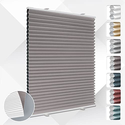 Wabenplissee ohne Bohren, Thermo-Schallschutz & Vollverdunkelung, Klemmfix-Montage für Mietwohnungen & Familien, Ideal für Schlafzimmer, Homeoffice & Kinderzimmer(B70 x H100 cm, Grau)