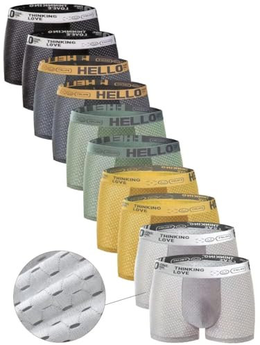 Générique Hello Underwear Boxers - Lot de 10 - Doux comme de la Soie et Respirants, Taille L, (5 Couleurs)