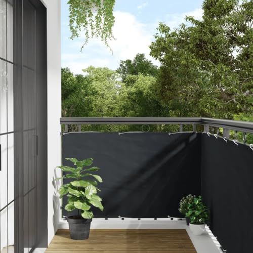 HaoChrymec Balkon-Sichtschutz mit PU-beschichtetem Oxford-Gewebe, Wind- und Wasserdicht, UV-Schutz, Für Balkon und Garten, Sichtschutzwand, Anthrazit, 90x500 cm