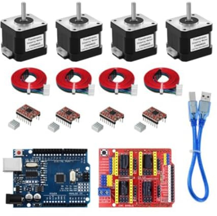 Flaroey 4-Lead Nema17 Stepper Motor 17HS4401S + CNC-Shield V3 Engraving Machine+4pcs A4988 Driver Expansion Board 3D Printer Kit
