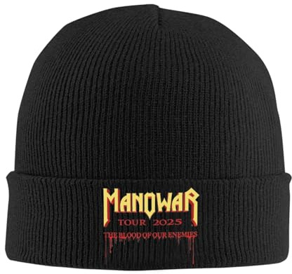 GZMQMOKD Warme Mütze für Herren im Herbst und Winter, The Blood of Our Enemies Manowars 2025 Tour Slouchy Beanie Strickmütze für Unisex Winter Warme Mützen Strickmütze