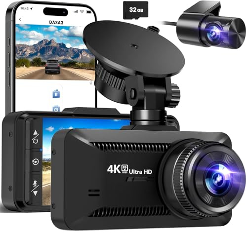 oryzoms 4K Dashcam mit 3,94 Bildschirm/Vorne & hinten/Autokamera mit 170° Weitwinkelansicht/Nachtsicht/Parküberwachung/G-Sensor –Loop-Aufnahme, ideal für sicheres Fahren