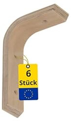 Winkel Regalhalterung 6er Set - Regalwinkel - Regalträger Holz 20cm Regalbodenträger - Wandregal Halterung - Konsole Holz - Regalhalter - Regalkonsole - Winkel Regal für Bücherregal Wand