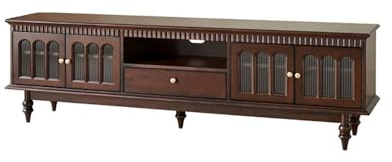 200CM Vintage Massivträ Minimalistisk Underhållningscentral, Dekorativ Vardagsrumsmöbel för Hemmet, Passar för Hotell och Bed & Breakfast TV-bänk för Sovrum
