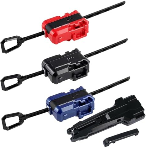 CATZUM Set de 4 Burst Spinner X avec Lanceur à Ficelle, Kit de Démarrage Battle Spinner, Compatible avec les Toupies de la Série X (3 Lanceurs + 1 Poignée)
