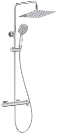 Columna de ducha monomando Roca Vega Plus Square con rociador cuadrado 250x250 mm