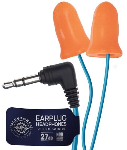 Plugfones Basic Earplug-Earbud Hybrid - Noise Reducing Earphones - Orange