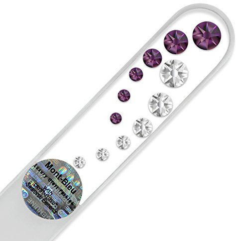 Mont Bleu Glasnagelfeile von Hand dekoriert mit Swarovski Elements, geliefert in einer Hülle aus schwarzem Samt - Echtem gehärteten Glas aus Tschechien