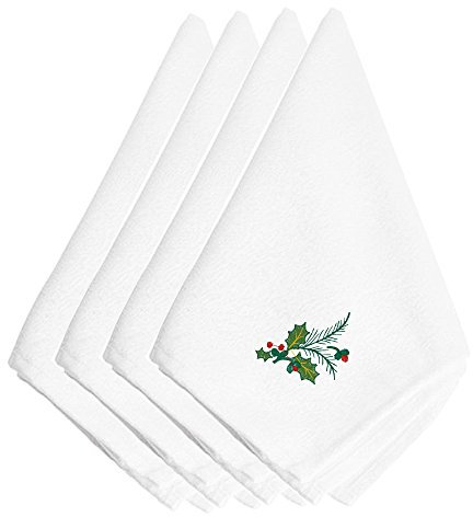 Caroline's Treasures EMBT2407NPKE bestickte Servietten mit Stechpalmen-Zweig, 4 Stück, 50,8 cm, mehrfarbig