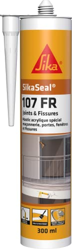 SIKA - Mastic acrylique spécial maçonnerie - portes - fenêtres - SikaSeal 107 joints et fissures - Blanc - Int/Ext - Multisupports - Résistant aux intempéries - 300ml
