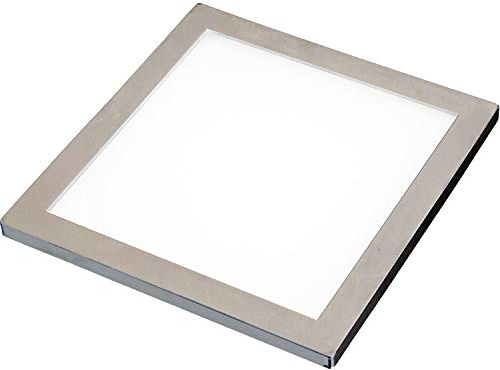 1 Pack | LED Under Cabinet Square Panel Spot Light & Driver Kit | Brushed Nickel & Warm White | Kitchen Diffused Slim Down Light | Worktop Countertop Unit Lighting | Modern Recessed Flush Mounted