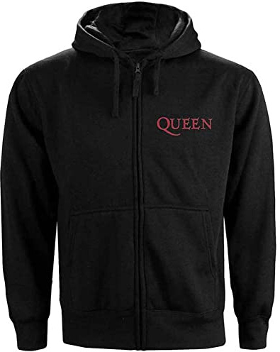 Rock Off Officially Licensed Products Herren Queen Classic Crest Zip (Back Print) Kapuzenpullover