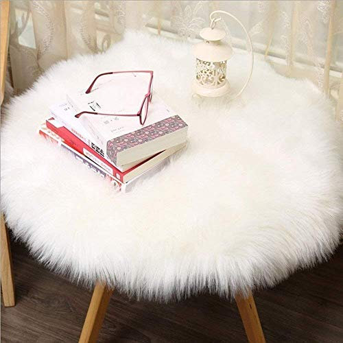 YDFYX Faux Peau de Mouton en Laine Tapis,Cozy Sensation comme véritable Laine Tapis en Fourrure synthétique, Man-Made Luxe Laine Tapis de Canapé Coussin (A-Blanc, 60 x 60CM)
