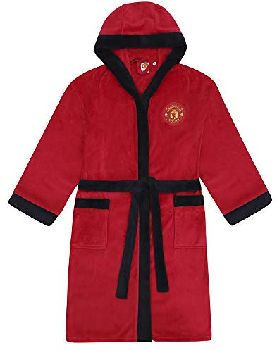 Manchester United FC Official Gift Mens Fleece Dressing Gown Robe Red Large