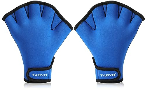 TAGVO Guanti Acquatici per Aiutare la Resistenza della Parte Superiore del Corpo, Guanti da Nuoto con Cinturino con Cinturino da Polso, Taglie per Uomo Donna Bambini Adulti