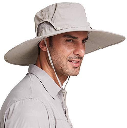 Gisdanchz Sonnenhut Tropen Herren Damen Wasserdicht Outdoor Tropenhut Safarihut Buschhut Anglerhut Sonnenmütze Masche Sonnenschutz Kopf Gartenhut Wanderhut Wide Brim Boonie Bucket Hat,Khaki