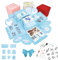 HAPPY BOX ® – Überraschungsbox – hochwertiges Papier & Verarbeitung – Explosionsbox mit modernen Stickern und Stift – DIY Box – Explosionsbox Hochzeit inkl. Anleitung (Baby-Blau)