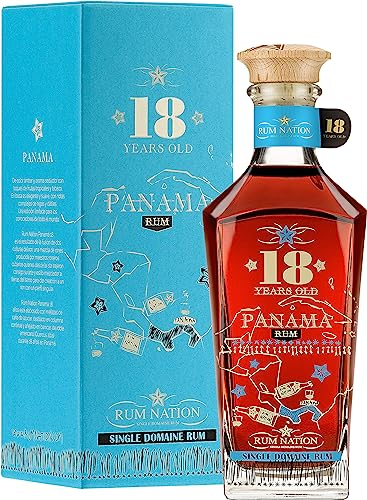 RUM NATION 18 ans Panama Decanter - Rhum Vieux Ambré - Origine : Panama - Notes de Fruits Secs & Cacao - 40% Alcool - 70 cl
