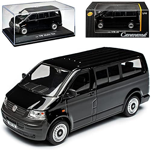 Cararama Volkwagen T5 Personen Transporter Schwarz 2003-2015 mit Sockel und Vitrine 1/43 Modell Auto