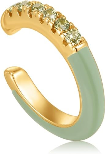 Ania Haie Damen-Ear Cuff 925er Silber Zirkonia One Size Hellgrün 32016780