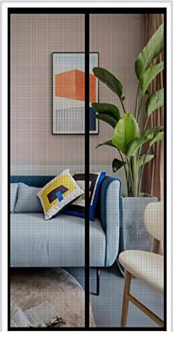 Zanzariera Magnetica per Porte 130cm (Larghezza) x280cm (Altezza)- Zanzariera Porta Finestra Nero, Zanzariere Magnetiche Rete, Traspirante, Chiusura Automatica, Impedendo agli Insetti di entrare
