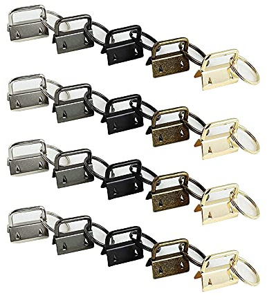 XINGSUI 20 pcs Key Fob Hardware Set, Keychain Hardware with Key Ring | Metal, 5 colours, rust-resistant, dual-metal tooth design, for making key rings, bracelets, lanyards and other handicrafts