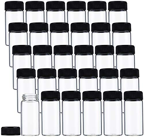 WUWEOT 60 Pcs 20ml Clear Glass Sample Vials with Screw Cap, Liquid Sampling Glass Bottles Screwcap Sample Vials