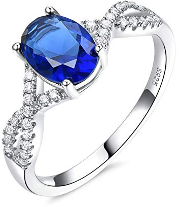 Damen Ring, Partnerring 925 Kreuz Hochzeit Ring Aus 925 Silber Für Damen Frau Mit Geschaffen Saphir Silver
