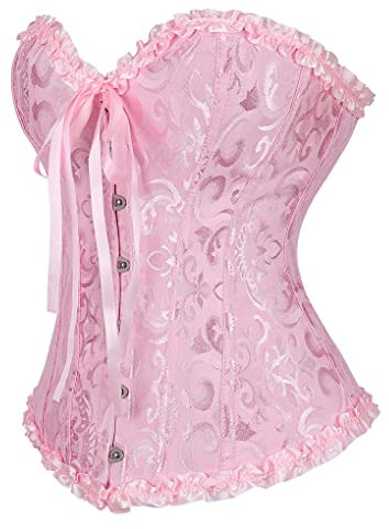Hengzhifeng Corsetto Top Halloween Donna Bustino Corsetti Gotico (EUR 30-32, Rosa)